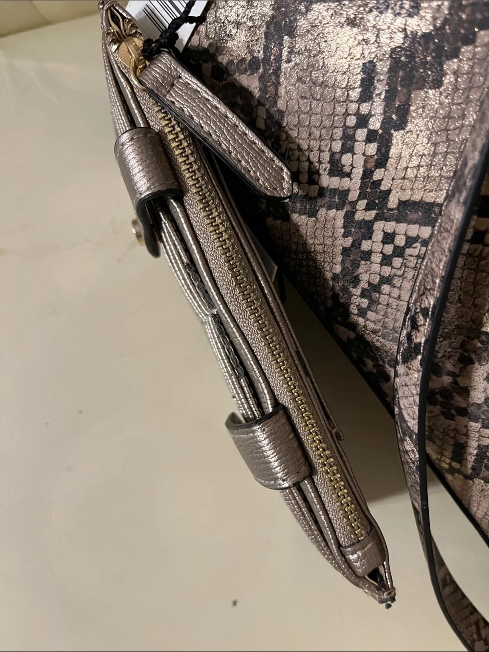 kate spade Snake-Print Tote in Taupe and Black with matching wallet